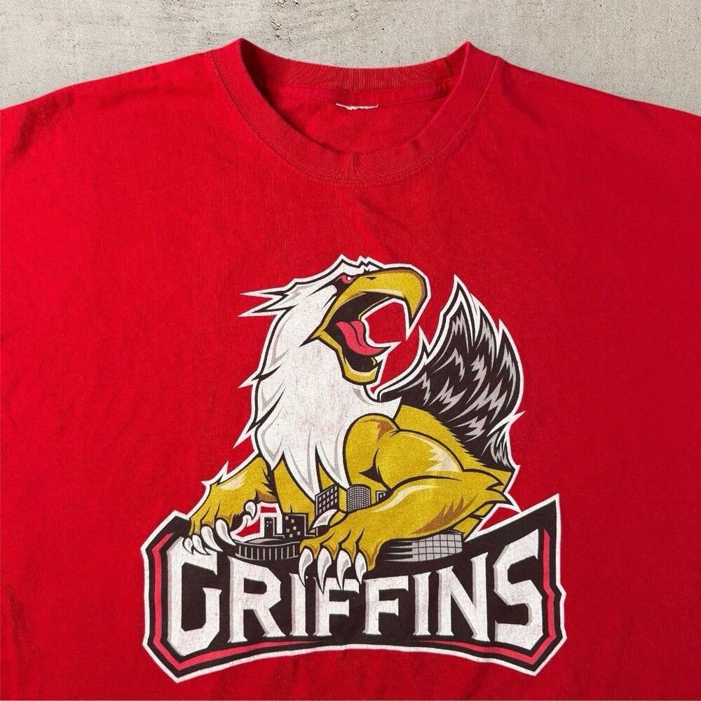 Vintage Grand Rapids Griffins Graphic Shirt Mens Large Red Logo Retro Hockey Y2K